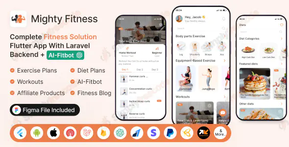 MightyFitness v9.0 - Complete Fitness Solution Flutter App With Laravel Backend + ChatGPT (AIFitbot)