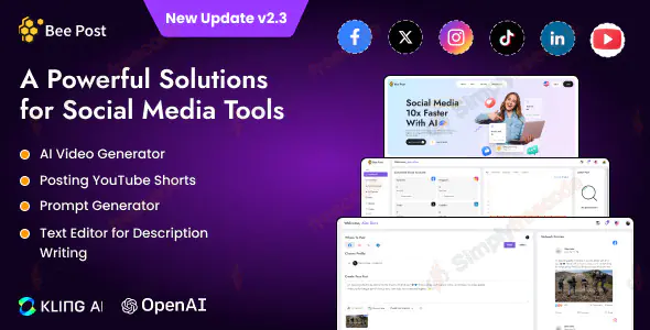 BeePost v2.2 - AI Social Media Management & Content Creation SaaS with Subscription System - nulled