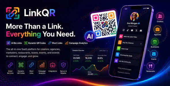 LinkQR v1.0 - AI Bio Links, Dynamic QR Codes, Short Links & Campaign Analytics SaaS - UNTOUCHED