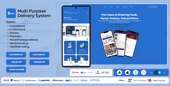 GLOVER v1.8.40 – Multi-Service Super App Platform for Food, Grocery, Pharmacy, Parcel, Ride Hailing